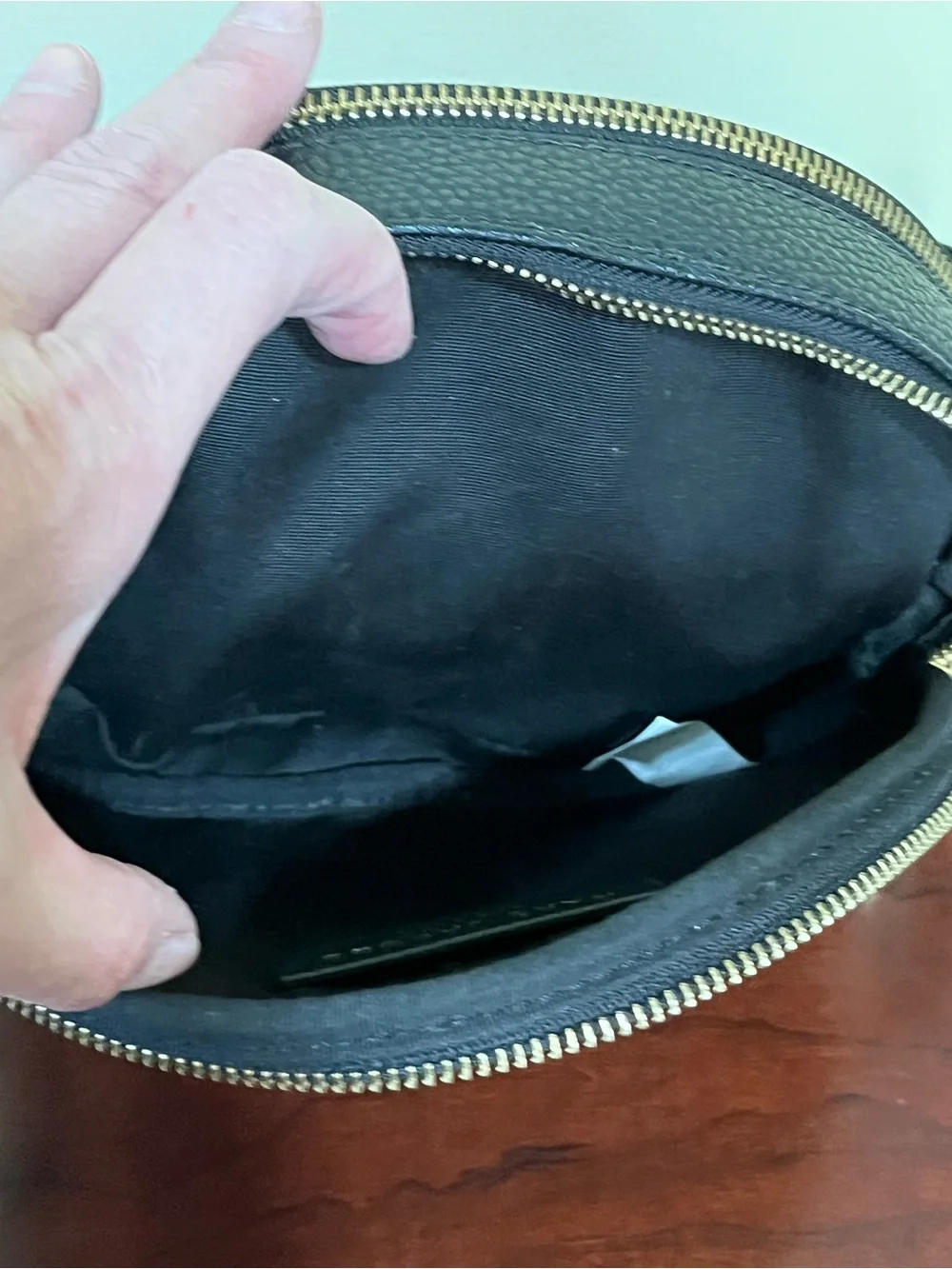 Marc Jacobs Black Pebbled Leather Round Crossbody Bag w/ Guitar Strap